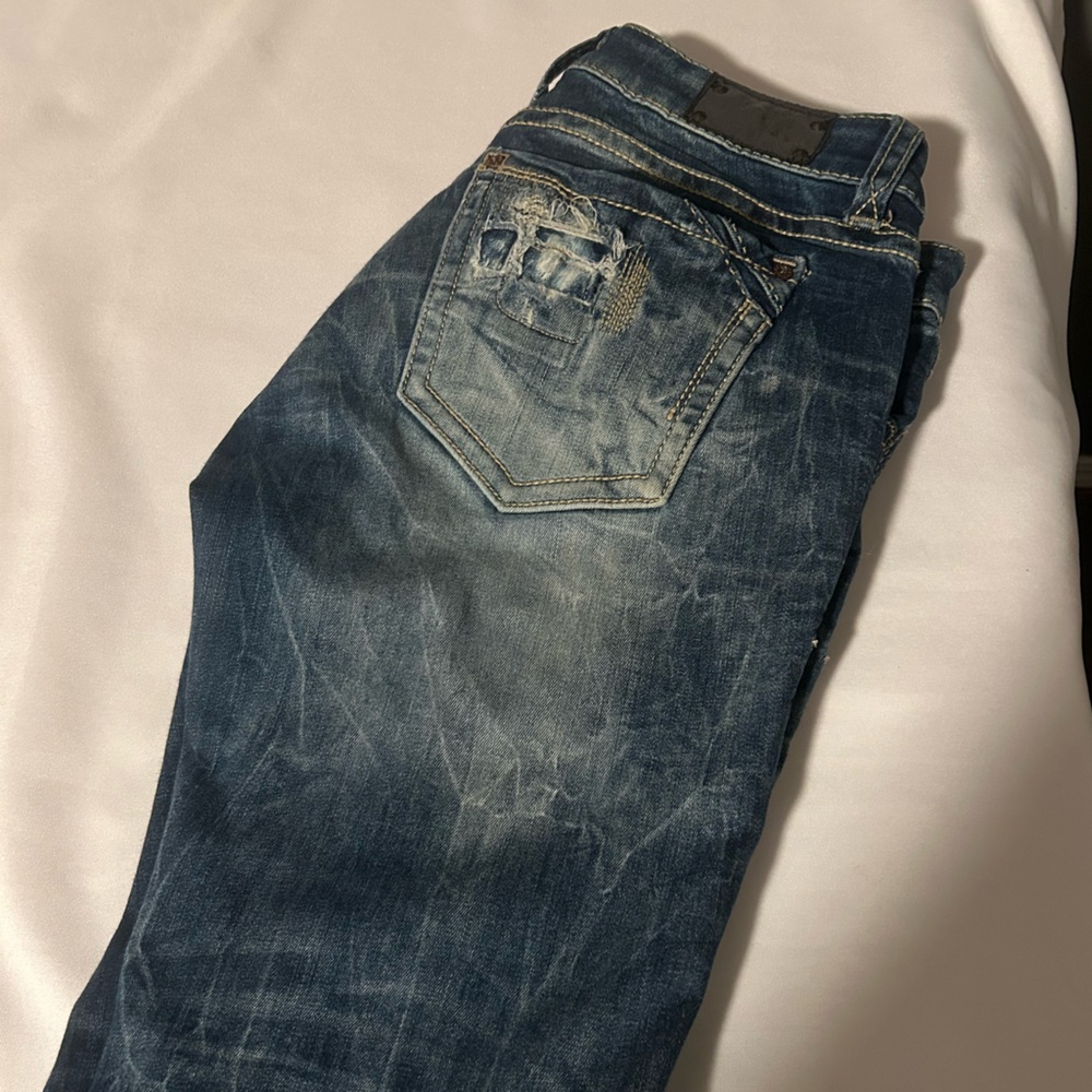 Men's Buckle Black Distressed Skinny Jean